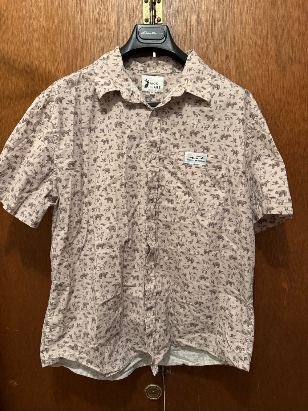 Jac + Jack Beige Short Sleeve Printed Button-Down Shirt